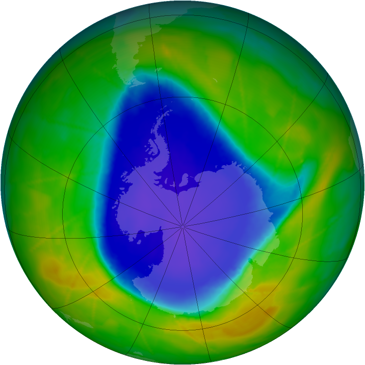 Antarctic ozone map for 09 November 2009